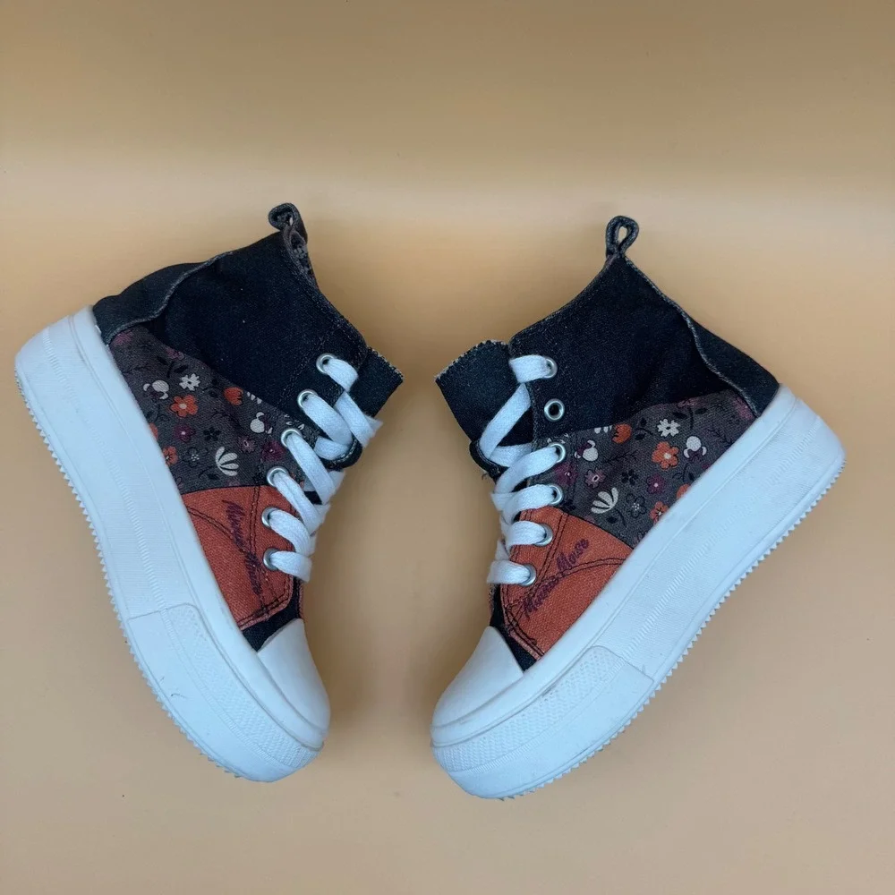 Disney Minnie Mouse High Top Canvas Sneakers Kids Size 2 Cute Cartoon‎ Shoes